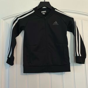 Adidas Black zip up Jacket with White Logo Size 5